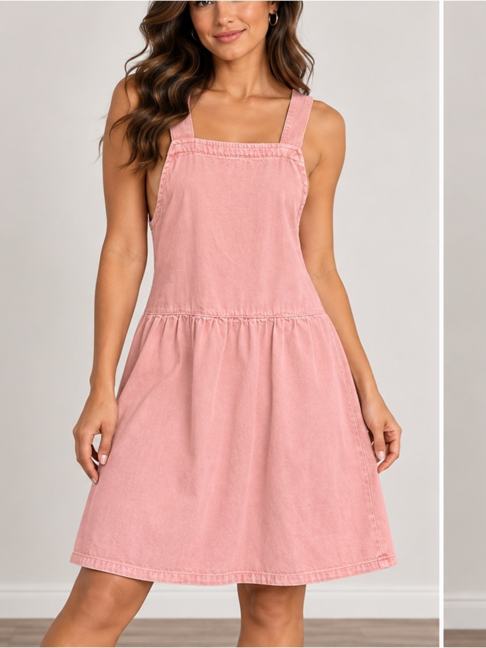 Denim&Co Pink Pinafore Mini Dress